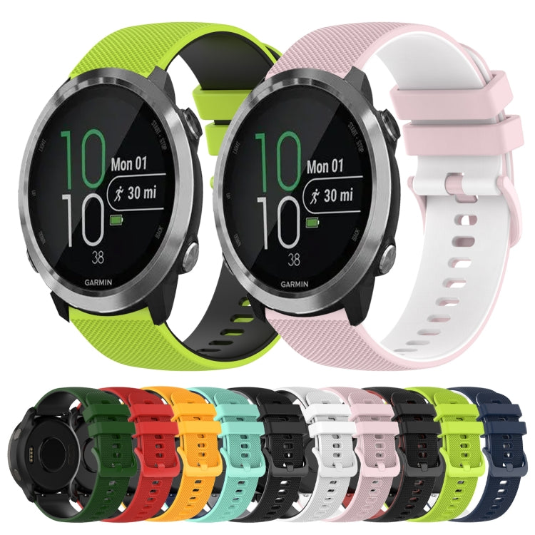 For Garmin Forerunner 645 20mm Checkered Two-Color Silicone Watch Band(White+Black) by bashfashion