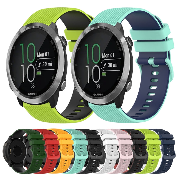 For Garmin Forerunner 645 Music 20mm Checkered Two-Color Silicone Watch Band(White+Black) by bashfashion