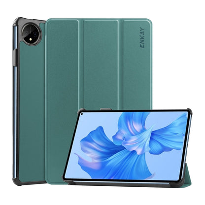 For Huawei MatePad Pro 11 2022 ENKAY Plastic Back Cover Smart Leather Stand Case(Dark Green) by ENKAY