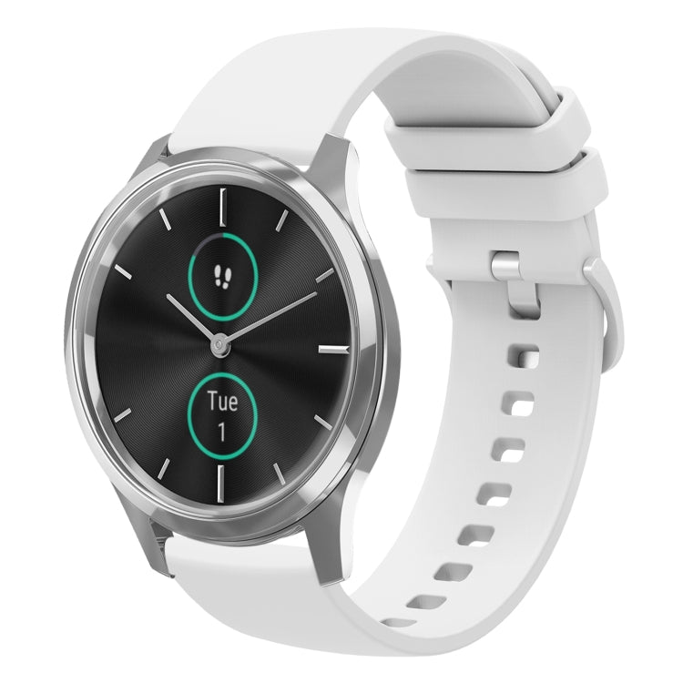 For Garminmove Luxe 20mm Solid Color Soft Silicone Watch Band(White) by bashfashion