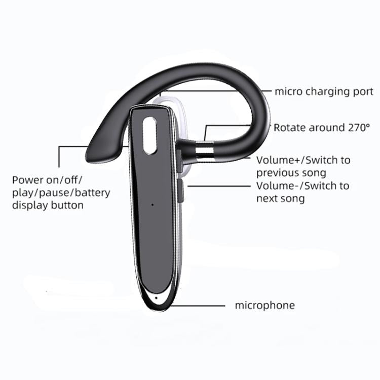 K50 Bluetooth-compatible 5.3 Business Ear-hook Earphone with Mic by bashfashion