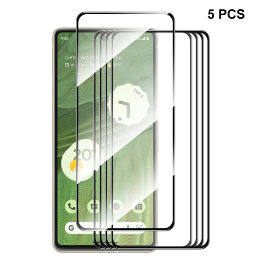 For Google Pixel 7 5pcs ENKAY Full Glue 0.26mm 9H 2.5D Tempered Glass Full Film by ENKAY