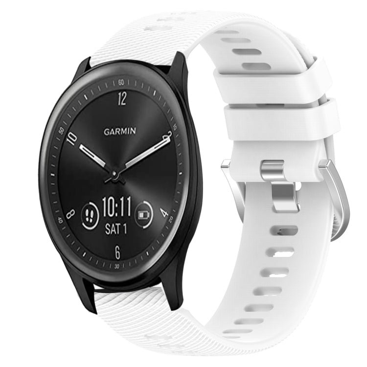 For Garmin Vivomove Sport 20mm Solid Color Soft Silicone Watch Band(White) by bashfashion
