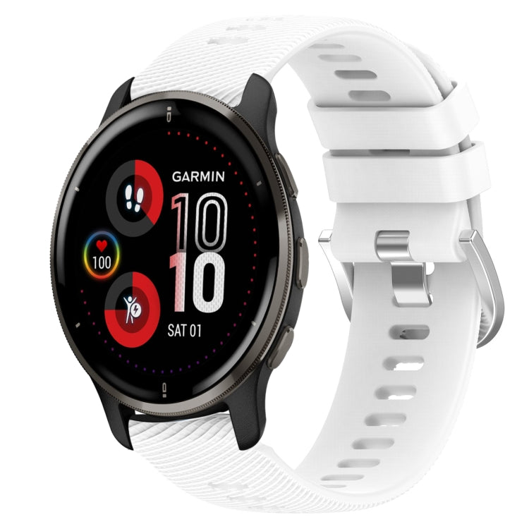 For Garmin Venu 2 Plus 20mm Solid Color Soft Silicone Watch Band(White) by bashfashion