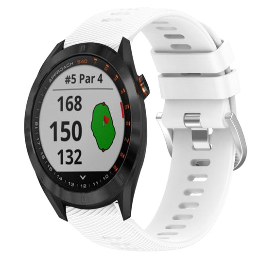 For Garmin Approach S40 20mm Solid Color Soft Silicone Watch Band(White) by bashfashion