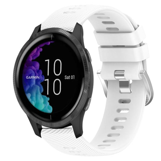 For Garmin Venu 20mm Solid Color Soft Silicone Watch Band(White) by bashfashion