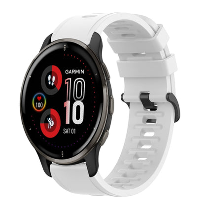 For Garmin Venu 2 Plus 20mm Solid Color Soft Silicone Watch Band(White) by bashfashion