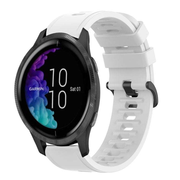 For Garmin Venu 20mm Solid Color Soft Silicone Watch Band(White) by bashfashion