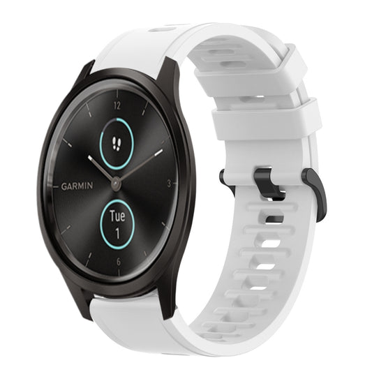 For Garmin Garminmove Style 20mm Solid Color Soft Silicone Watch Band(White) by bashfashion