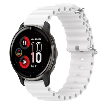 For Garmin Venu 2 Plus 20mm Ocean Style Silicone Solid Color Watch Band(White) by bashfashion