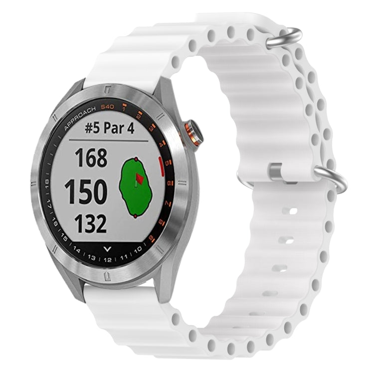 For Garmin Approach S40 20mm Ocean Style Silicone Solid Color Watch Band(White) by bashfashion