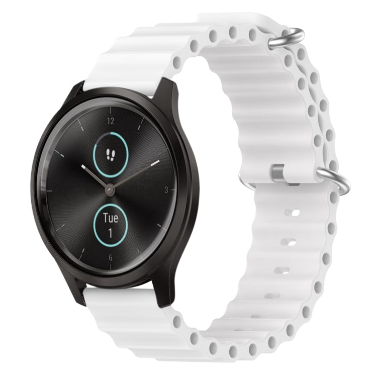 For Garmin Garminmove Style 20mm Ocean Style Silicone Solid Color Watch Band(White) by bashfashion