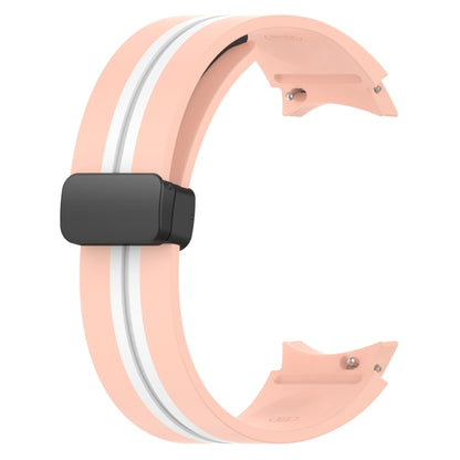 For Samsung Galaxy Watch 5 44mm Folding Magnetic Clasp Silicone Watch Band(Pink+White) by bashfashion
