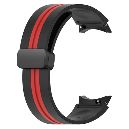 For Samsung Galaxy Watch 5 44mm Folding Magnetic Clasp Silicone Watch Band(Black+Red) by bashfashion