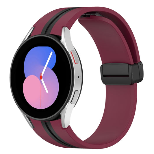 For Samsung Galaxy Watch 5 44mm Folding Magnetic Clasp Silicone Watch Band(Wine Red+Black) by bashfashion