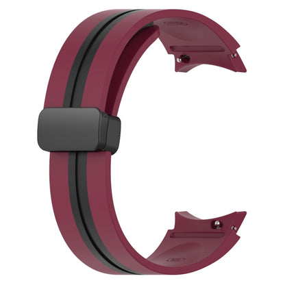 For Samsung Galaxy Watch 5 44mm Folding Magnetic Clasp Silicone Watch Band(Wine Red+Black) by bashfashion