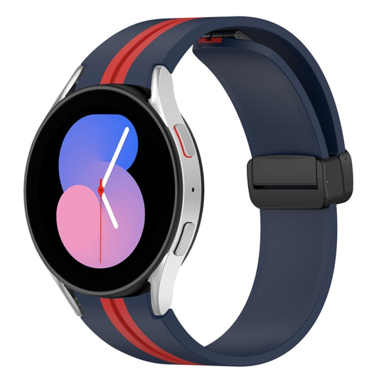 For Samsung Galaxy Watch 5 44mm Folding Magnetic Clasp Silicone Watch Band(Midnight Blue+Red) by bashfashion