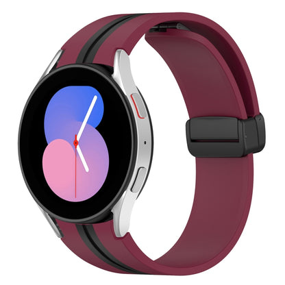 For Samsung Galaxy Watch 5 40mm Folding Magnetic Clasp Silicone Watch Band(Wine Red+Black) by bashfashion
