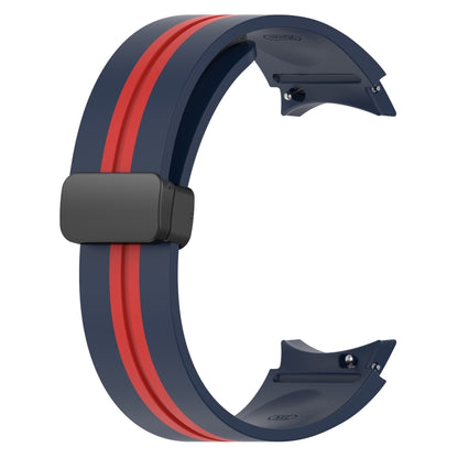 For Samsung Galaxy Watch 5 40mm Folding Magnetic Clasp Silicone Watch Band(Midnight Blue+Red) by bashfashion