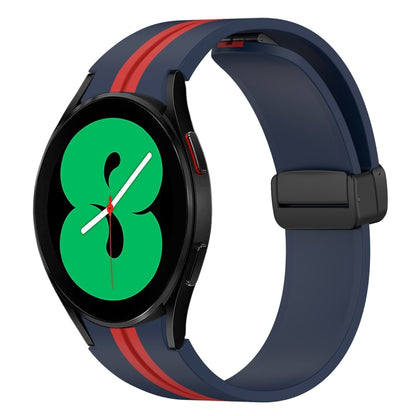 For Samsung Galaxy Watch 4 44mm Folding Magnetic Clasp Silicone Watch Band(Midnight Blue+Red) by bashfashion