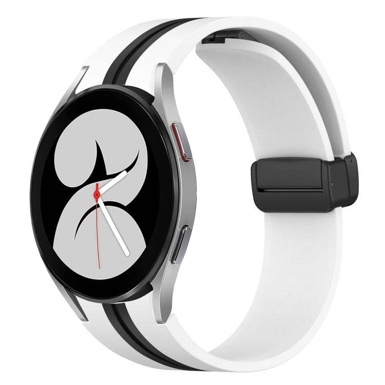 For Samsung Galaxy Watch 4 40mm Folding Magnetic Clasp Silicone Watch Band(White+Black) by bashfashion