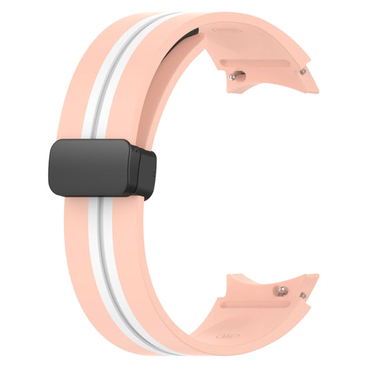 For Samsung Galaxy Watch 4 40mm Folding Magnetic Clasp Silicone Watch Band(Pink+White) by bashfashion