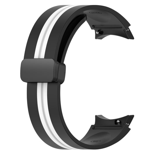 For Samsung Galaxy Watch 4 40mm Folding Magnetic Clasp Silicone Watch Band(Black+White) by bashfashion