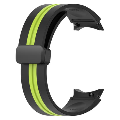 For Samsung Galaxy Watch 4 40mm Folding Magnetic Clasp Silicone Watch Band(Black+Lime Green) by bashfashion