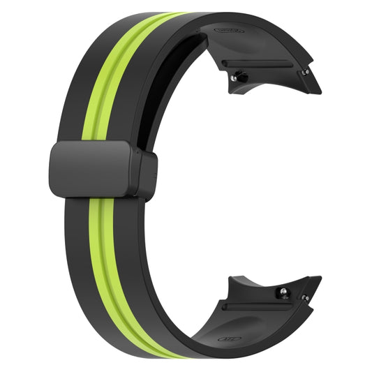 For Samsung Galaxy Watch 4 40mm Folding Magnetic Clasp Silicone Watch Band(Black+Lime Green) by bashfashion