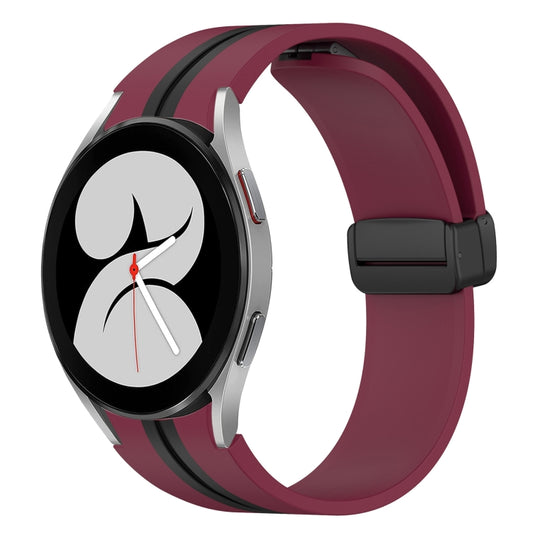 For Samsung Galaxy Watch 4 40mm Folding Magnetic Clasp Silicone Watch Band(Wine Red+Black) by bashfashion