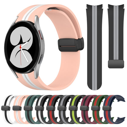 For Samsung Galaxy Watch 4 40mm Folding Magnetic Clasp Silicone Watch Band(Amy Green+Red) by bashfashion