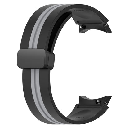 For Samsung Galaxy Watch 4 Classic 46mm Folding Magnetic Clasp Silicone Watch Band(Black+Grey) by bashfashion