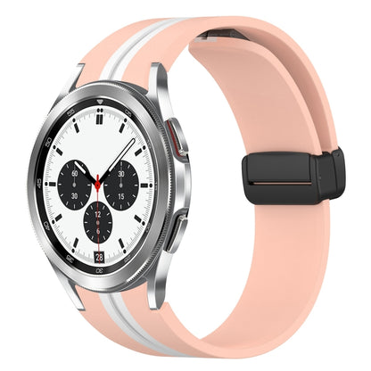 For Samsung Galaxy Watch 4 Classic 42mm Folding Magnetic Clasp Silicone Watch Band(Pink+White) by bashfashion