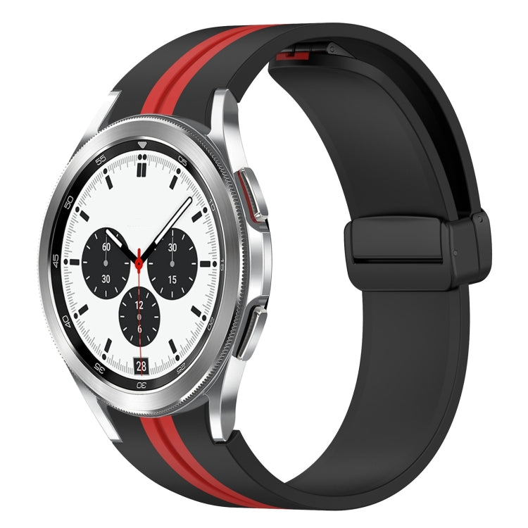 For Samsung Galaxy Watch 4 Classic 42mm Folding Magnetic Clasp Silicone Watch Band(Black+Red) by bashfashion