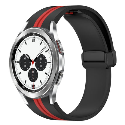 For Samsung Galaxy Watch 4 Classic 42mm Folding Magnetic Clasp Silicone Watch Band(Black+Red) by bashfashion