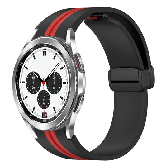 For Samsung Galaxy Watch 4 Classic 42mm Folding Magnetic Clasp Silicone Watch Band(Black+Red) by bashfashion