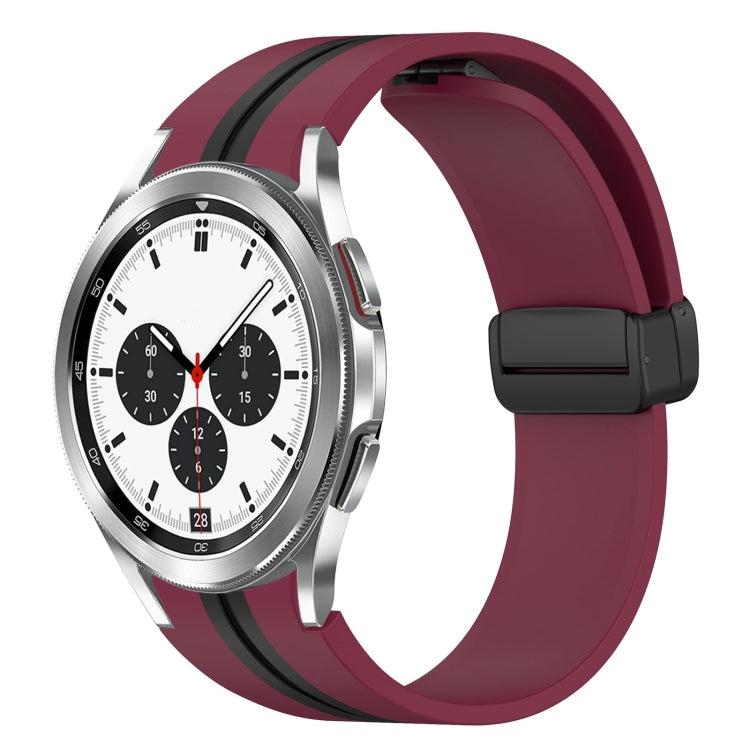 For Samsung Galaxy Watch 4 Classic 42mm Folding Magnetic Clasp Silicone Watch Band(Wine Red+Black) by bashfashion