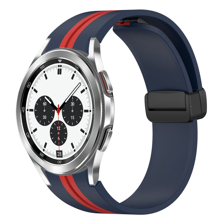 For Samsung Galaxy Watch 4 Classic 42mm Folding Magnetic Clasp Silicone Watch Band(Midnight Blue+Red) by bashfashion