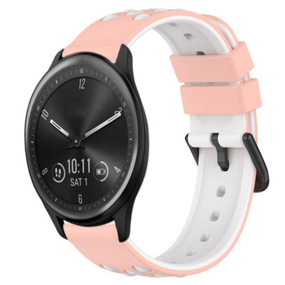 For Garmin Vivomove Sport 20mm Two-Color Porous Silicone Watch Band(Pink+White) by bashfashion