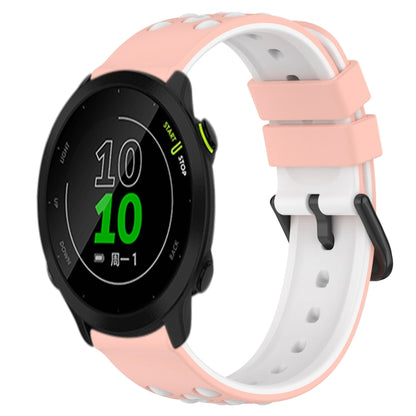 For Garmin Forerunner 158 20mm Two-Color Porous Silicone Watch Band(Pink+White) by bashfashion
