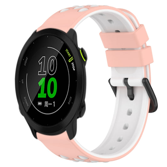 For Garmin Forerunner 158 20mm Two-Color Porous Silicone Watch Band(Pink+White) by bashfashion