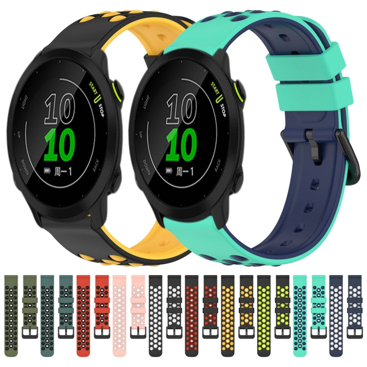 For Garmin Forerunner 158 20mm Two-Color Porous Silicone Watch Band(Pink+White) by bashfashion