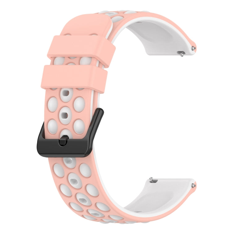 For Garmin Forerunner 55 20mm Two-Color Porous Silicone Watch Band(Pink+White) by bashfashion