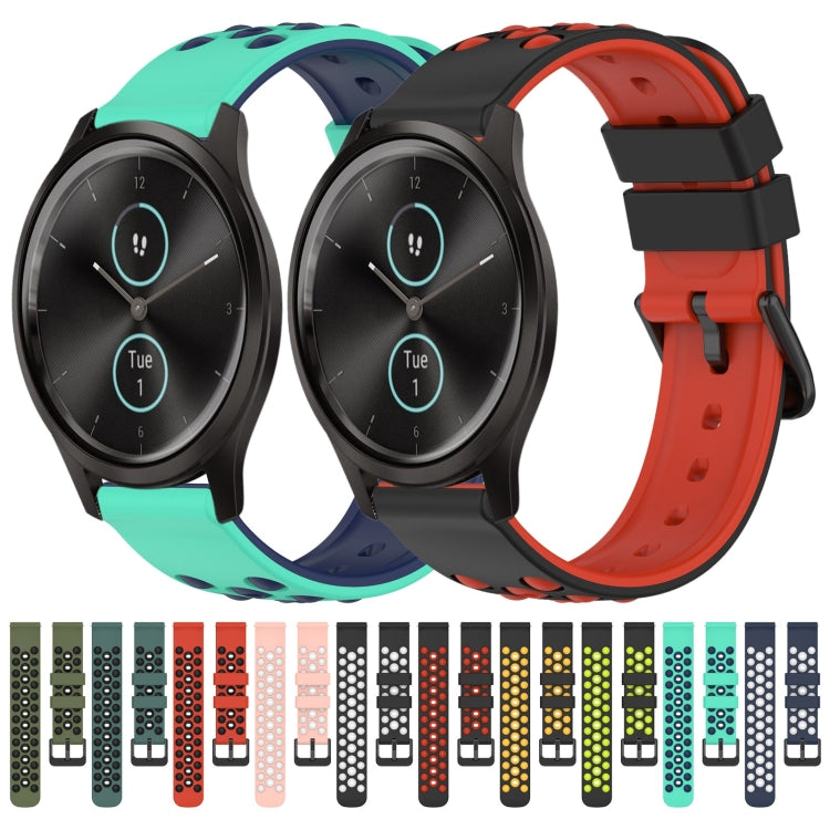 For Garmin Garminmove Style 20mm Two-Color Porous Silicone Watch Band(Pink+White) by bashfashion