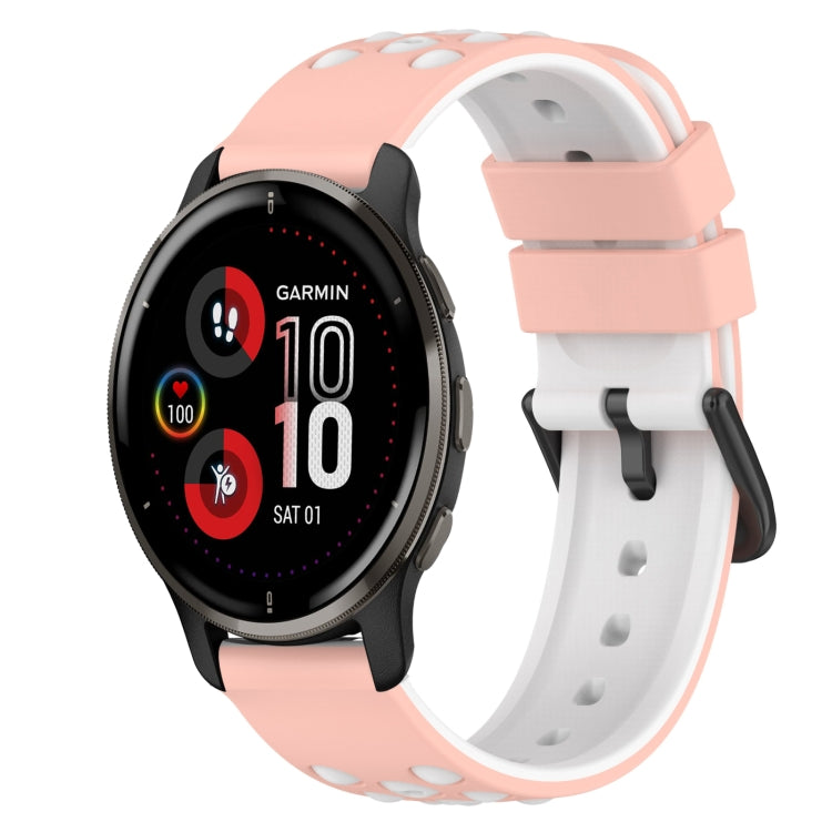 For Garmin Venu 2 Plus 20mm Two-Color Silicone Watch Band(White+Black) by bashfashion