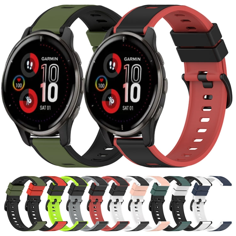 For Garmin Venu 2 Plus 20mm Two-Color Silicone Watch Band(White+Black) by bashfashion