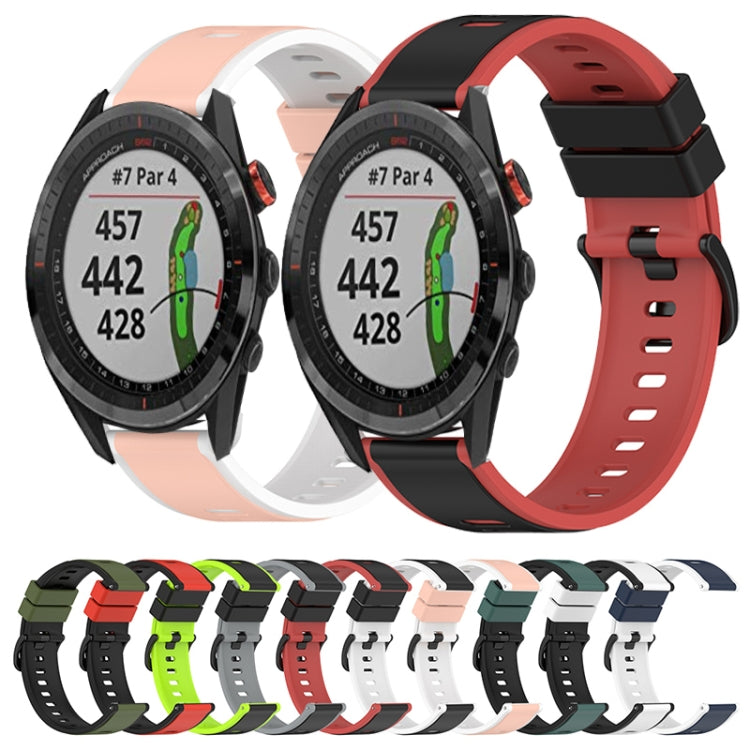 For Garmin Approach S40 20mm Two-Color Silicone Watch Band(White+Black) by bashfashion