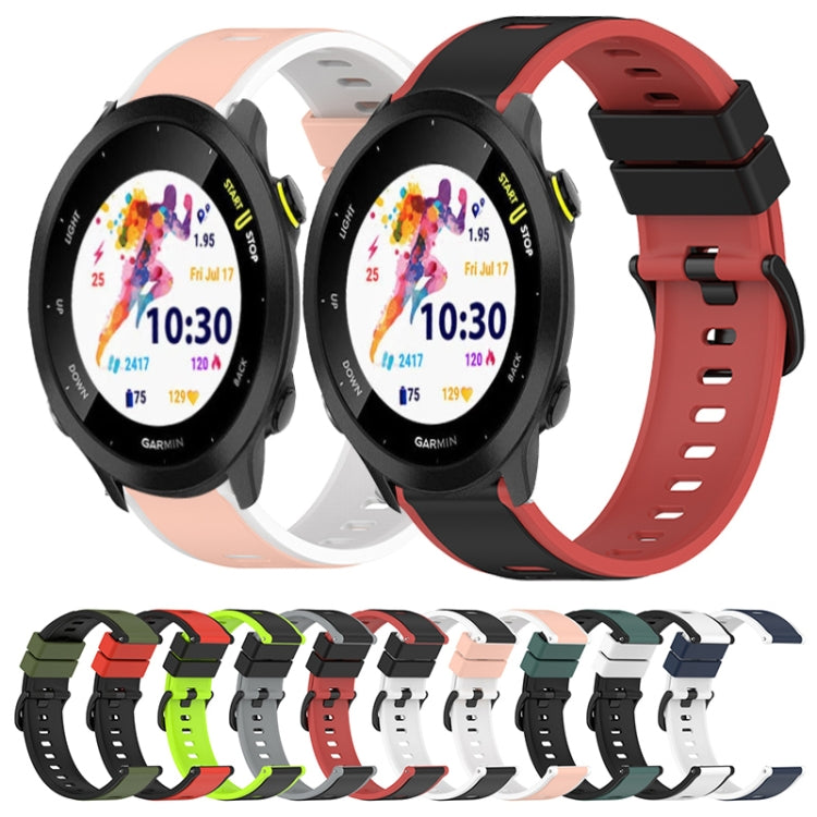 For Garmin Forerunner 158 20mm Two-Color Silicone Watch Band(White+Black) by bashfashion