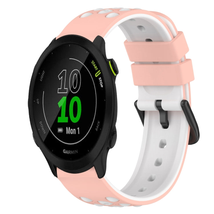For Garmin Forerunner 55 20mm Two-Color Silicone Watch Band(White+Black) by bashfashion