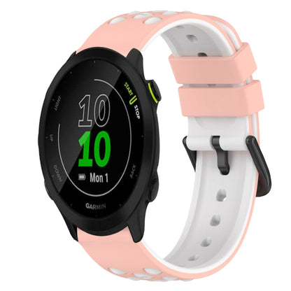 For Garmin Forerunner 55 20mm Two-Color Silicone Watch Band(White+Black) by bashfashion